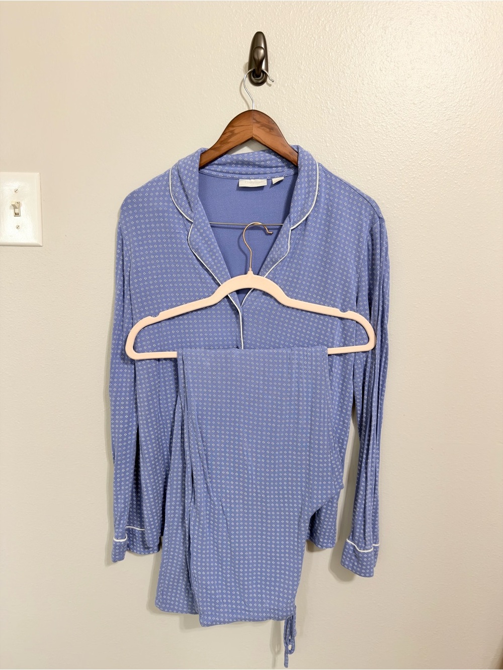 Nordstrom Lingerie Soft Knit Pajama Set in Periwinkle Blue Geo Print